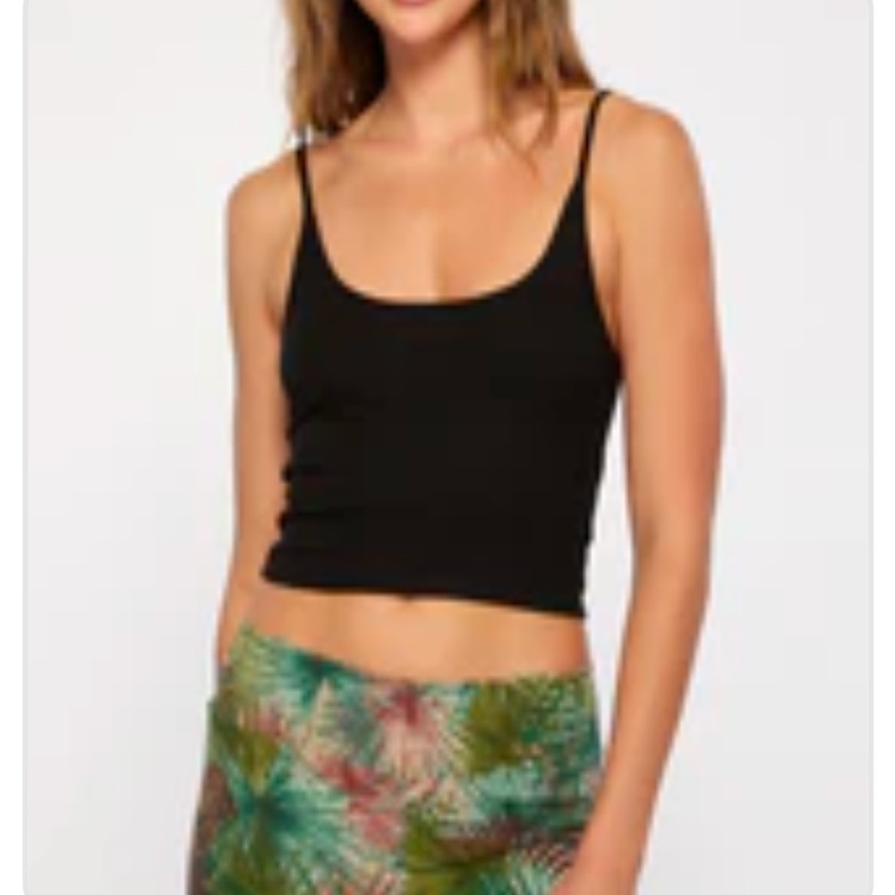 O’Neill All Day Knit Black Ribbed Cropped Spaghetti Strap Top